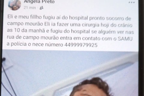 Um jovem de Paraná do Oeste desaparece do hospital.